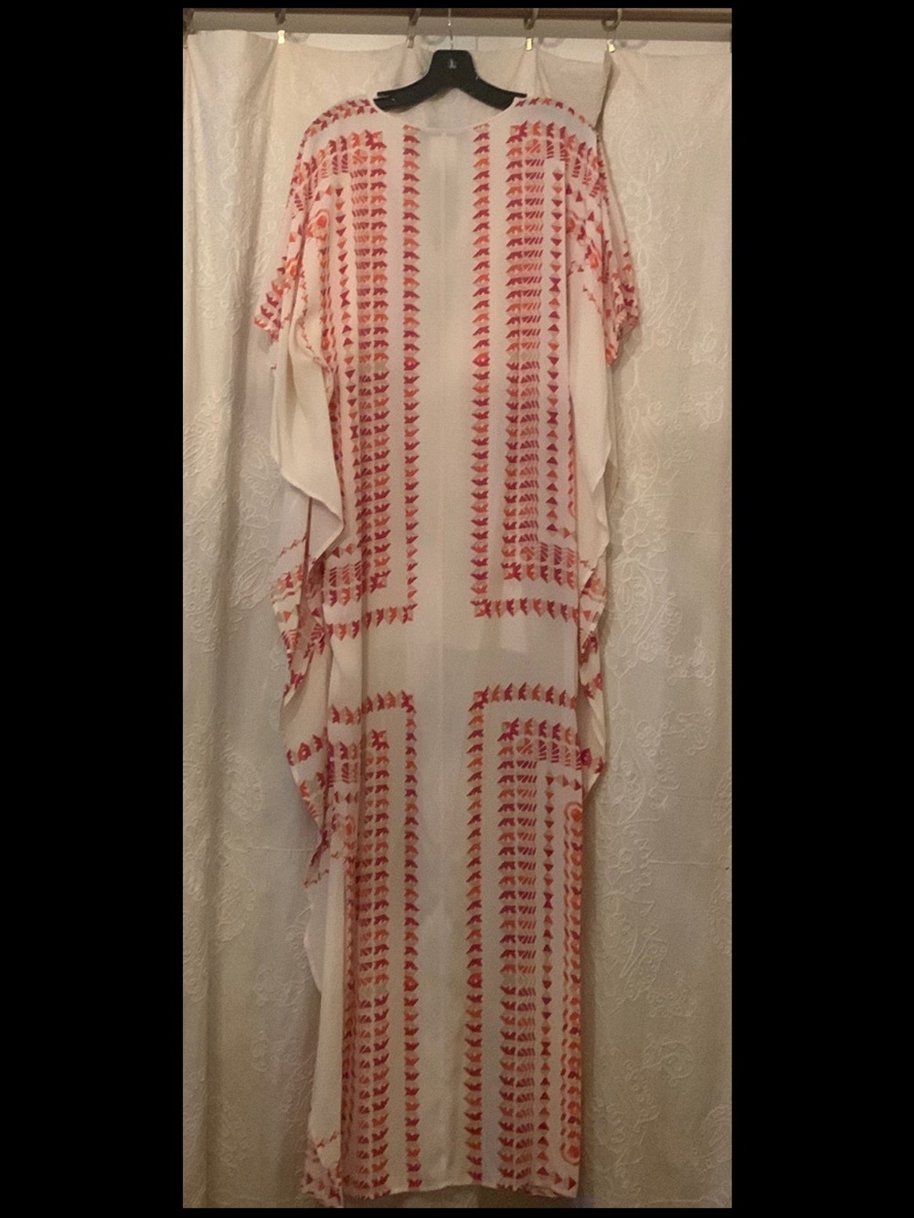BCBGMaxAzria Ivory High-Low Dress with Red Embroidered Pattern - Picture 5 of 6